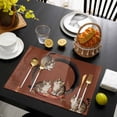 thumbnail image 3 of Brown Red Cute Cat Placemats Set of 8, Modern Art Placemats for Dining Table, Place Mats for Kitchen Tabletop, Waterproof Wipeable Dining Table Mats Set, 3 of 9