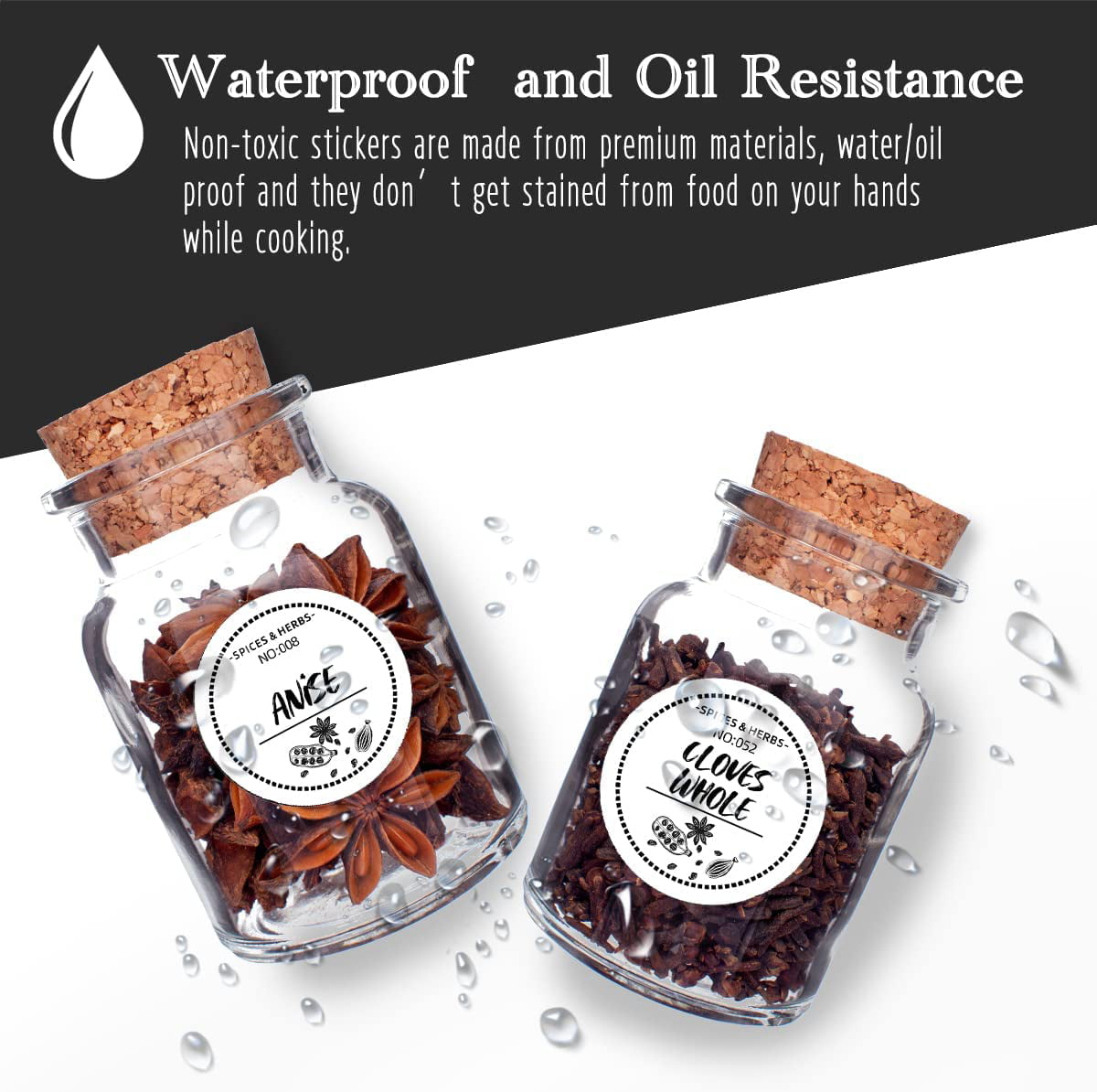 Modern-numbered Spice Labels Water and Oil Resistant