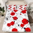 thumbnail image 2 of Homewish Romantic Red Rose Full Size Sheets for Couple, Anniversary Flower Floral Bed Sheets, Valentines Day Sheet Sets, Ultra Soft Bedroom Decor, 4-Piece, 2 of 7
