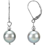 925 Sterling Silver 10 11mm Freshwater Cult Silver Grey Pearl Earrings Jewelry for Women