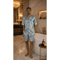 thumbnail image 2 of Up2date Fashion Pajamas Set Mens Silk Satin Long Sleeve Loungewear Two-Piece Sleepwear Button-Down Pj with Full Pants, 2 of 4