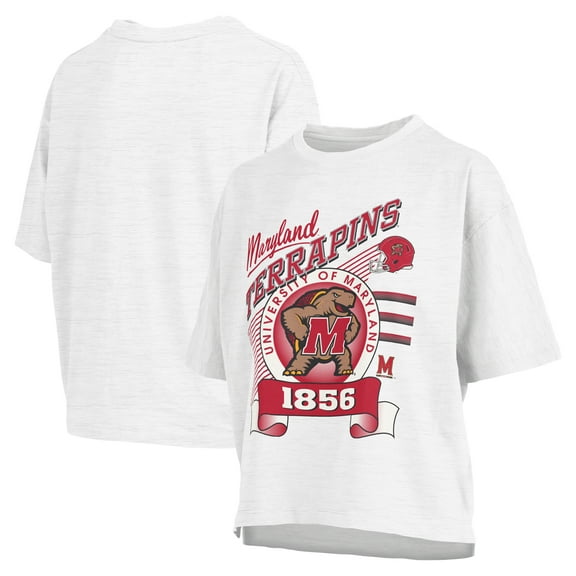 Women's Pressbox White Maryland Terrapins Rock & Roll Slub-T-Shirt
