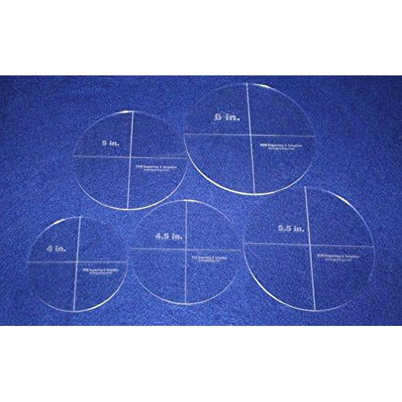 5 Piece Circle Set 4",4,5", 5", 5.5", 6" 1/8" Acrylic - Quilting Templates
