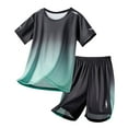 thumbnail image 6 of ZACPNCV Boys Athletic Short Sets with Pockets Quick Dry Lightweight Heather Summer Outfits Performance Sports School Sets Green 5-6 Years, 6 of 7
