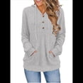 thumbnail image 2 of Sudadera con Capucha de Moda para Mujer, de Larga y Cuello en V, Informal, para Otoño e Invierno. Gris XL, 2 of 7