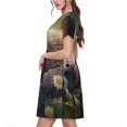 thumbnail image 2 of Balery Daisy Sleeping Sloth Vestidos sueltos de manga corta para mujer, vestidos de verano 2025, vestidos casuales de corte A con vuelo., 2 of 6
