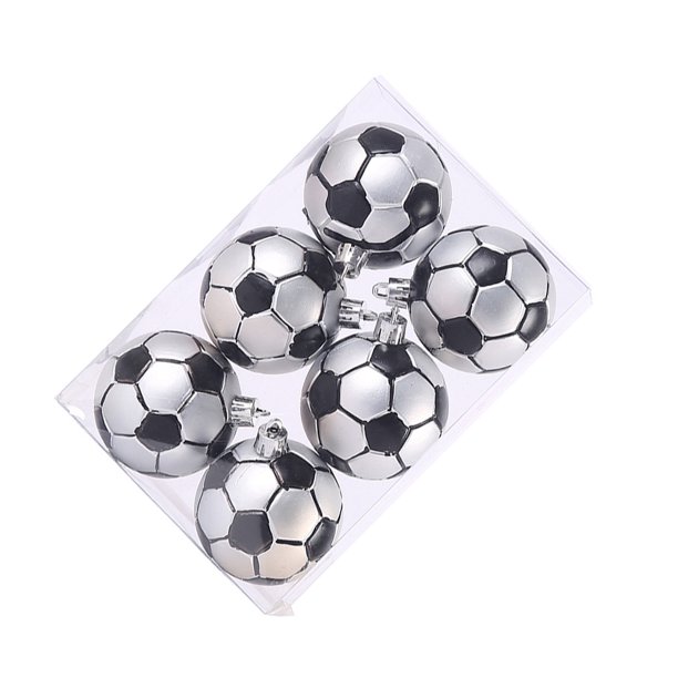 Matsuzay Adornos de bolas de Navidad exquisitos de plástico, decoración elegante para árbol de Navidad, fácil de colgar, 6 uds. Kits de decoración para fiestas Fútbol de 6CM + 6 uds.
