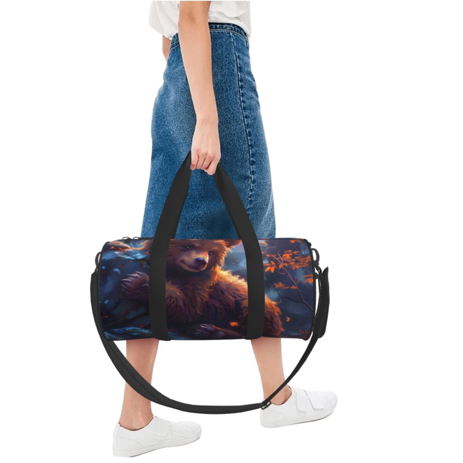 Defioc Lazy Stone Bear for Travel Duffle Bag,Weekender Bag Carry On Tote Bags Hospital Bag Large Capacity Sport Gym Bag for Men Women Fit for Trave, Gym,Weekend