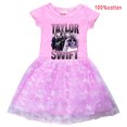 thumbnail image 2 of Taylor Swift Niñas Vestido De Verano De Algodón De Dibujos Animados Lindo Impresión De Manga Corta Tul Dobladillo Los Niños, 2 of 5