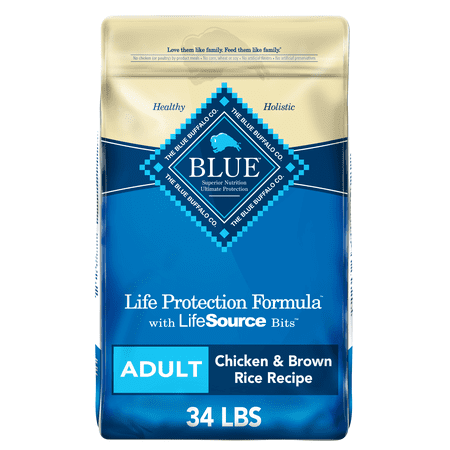 Blue Buffalo Life Protection Formula Chicken and Brown Rice Dry Dog Food for Adult Dogs, Whole Grain, 34 lb. Bag