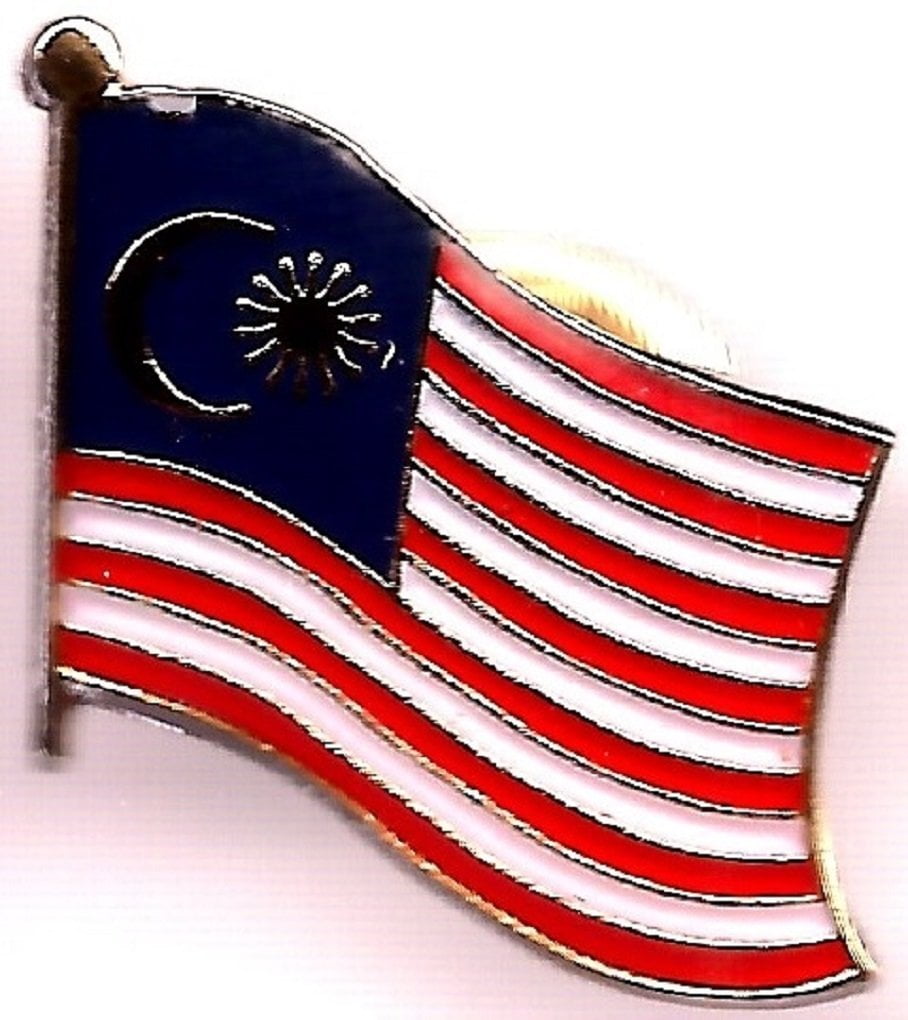 PACK of 3 Malaysia Single Flag Lapel Pins, Malaysian Pin Badge