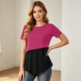 thumbnail image 5 of Ohufall Women's Maternity T Shirts Breastfeeding Breathable Short Sleeve T-shirts Comfortable Color Block Nursing Tops, 5 of 8