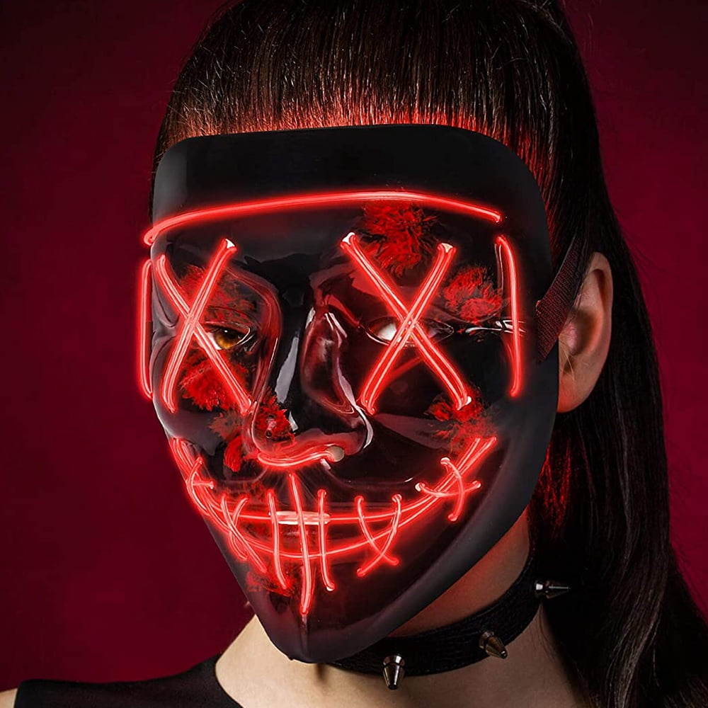 Máscara De Halloween Con Luz LED Para Festivales, Cosplay, Disfraces De 