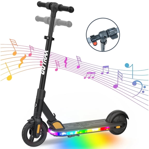 GOTRAX XR Glow Kids Electric Scooter, 10 MPH, 11 Miles Long Range, LED Light-Up Deck, Foldable, Ages 6 