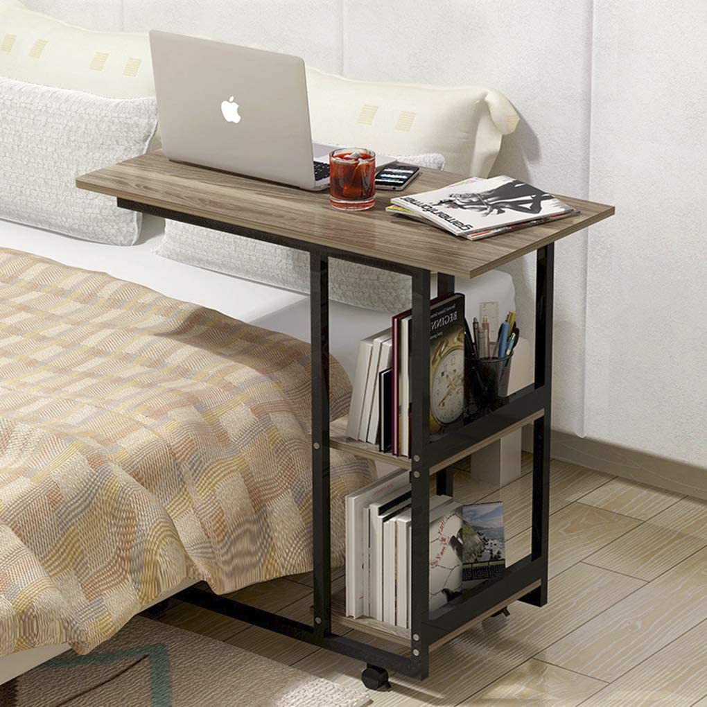 Overbed Table With Wheels Rolling Computer Laptop Table Bedside Desk ...