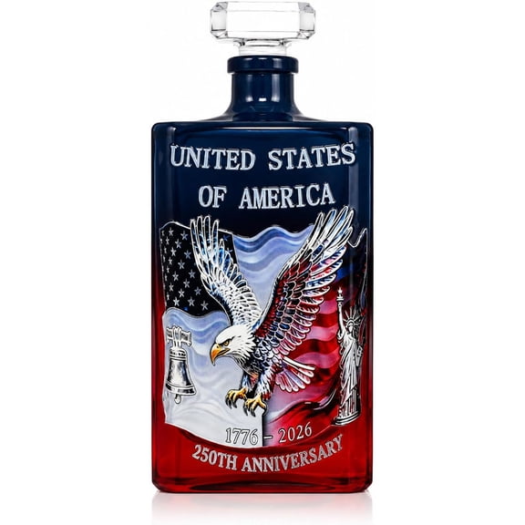 ACDANC 250Th Anniversary Whiskey Decanter Bottle, Patriotic American Eagle Bottle for Liquor Bourbon & Wine, 1776-2026 Commemorative USA Bottle, 4Th of July Veteran Gifts (750Ml)