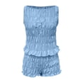 thumbnail image 5 of Short Sets for Women Smocked Loungwear Sleeveless Tiered Ruched Tank Top and Shorts 2 Piece Matching Set Y2k Going out Sets, 5 of 5