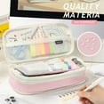 thumbnail image 6 of Canvas Pencil Cases, Zipper Pencil Pouch Big Capacity Special Pencil Cases Storage Bag Organizer Light pink, 6 of 7