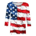 thumbnail image 4 of Cavosen Red White and Blue Clothes for Women Petite Independence Day 3/4 Sleeve Crewneck Shirts USA Flag Graphic Tops Lady XL 4th of July Casual T Shirts Red White and Blue Tunic Tees, 4 of 5