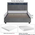 King Size Velvet Storage Bed with LED Lights and Outlets, Grey Gas Lift