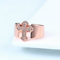 thumbnail image 5 of Simple Cross Shape Micro Inlaid Zircon Rose Gold Plated Women's Ring, 5 of 5