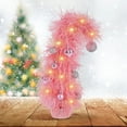 thumbnail image 3 of 15.7" Pre-lit Mini Christmas Trees, Small Pink Tabletop Christmas Tree with Christmas Balls Decoration, Bendable Artificial Mini Trees with Led Lights for Table Top Desk Xmas Decoration, 3 of 8