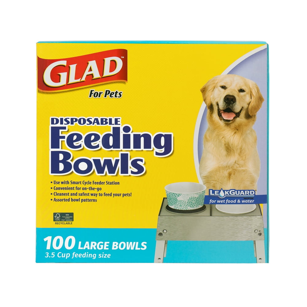 GLAD Disposable Feeding Pet Bowls Asst colors (3.5 cup size /100 Ct