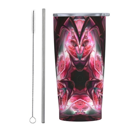 

Psychedelic Roses Insulated Stainless Steel Mug Splash-Proof Push-Pull Lid Car Straw Cup - 20 oz