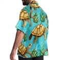 thumbnail image 3 of Turtle Seamless Men's Poplin Shirt, Casual Short Sleeve Printed Button Down Summer Beach Unisex Shirts, 3 of 6