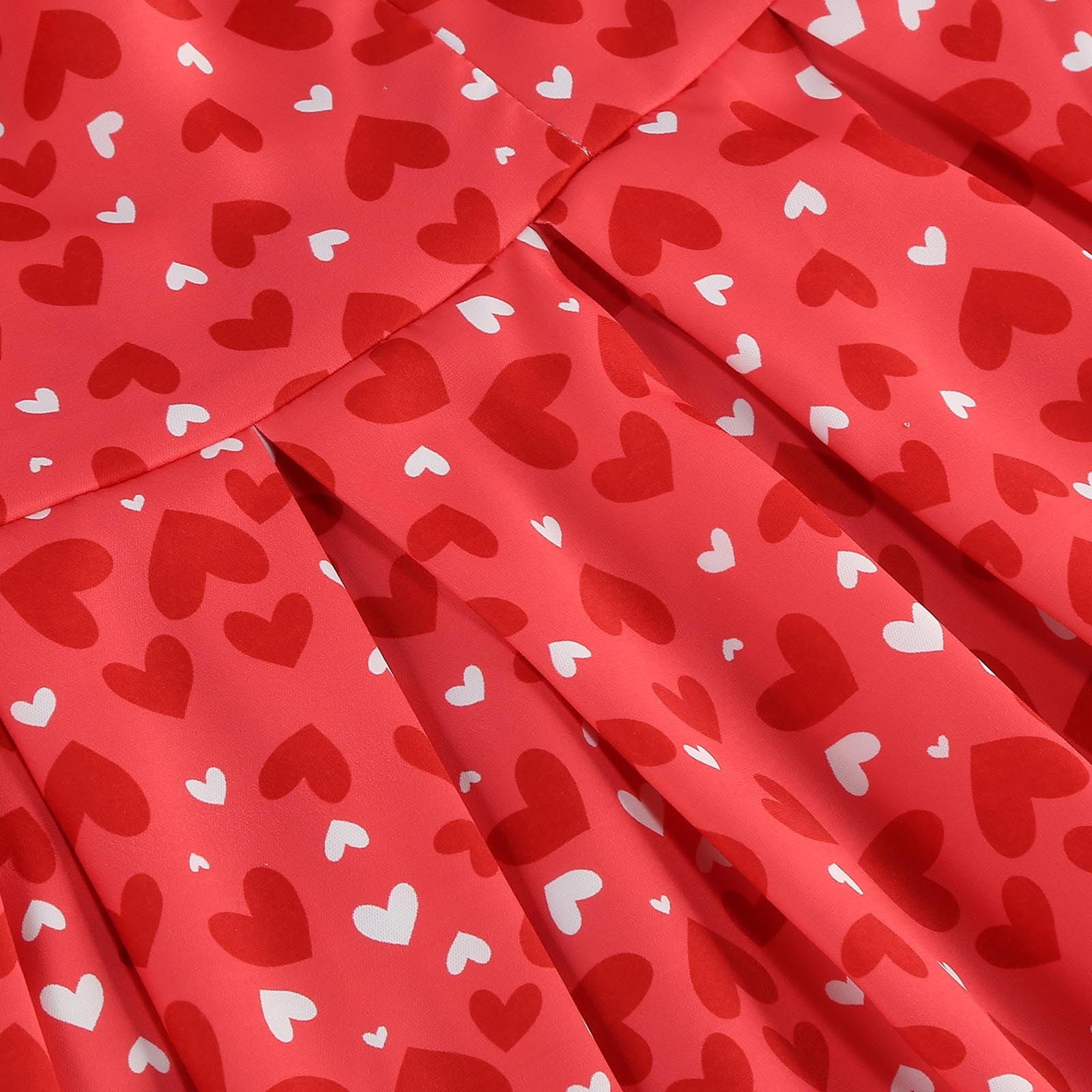 hotojiny Formal Dresses for Women Valentine's Day Gifts Cute Heart Print Cocktail Dresses Trendy Flowy Short Sleeve Maxi Dress