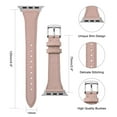 thumbnail image 6 of Slim Leather Band Compatible with Apple Watch Band 40mm 38mm 41mm 42mm 44mm 45mm 49mm Women, Top Grain Genuine Leather Strap Thin Watch Wristband for iWatch Series 9 8 7 6 5 4 3 2 1 SE Ultra 2, 6 of 8