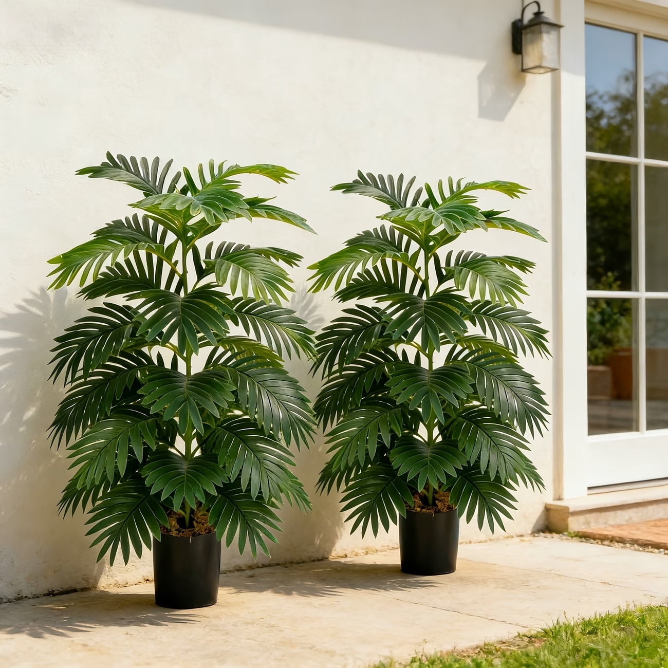 2Pcs Artificial Plants in Pots Fake Greenery for Home Office Farmhouse Indoor Outdoor Decor