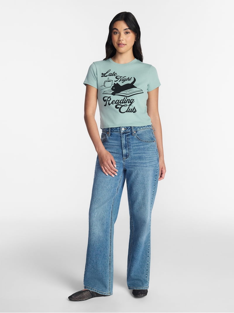 Late Night Reading Club Women's Graphic Cropped Baby Tee with