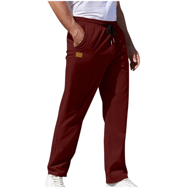 Pantalones largos para hombre, informales, lisos, con bolsillos, cintura elástica, rectos, para exteriores, para fitness, cargo