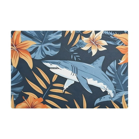 

Dish Drying Mat Microfiber Kitchen Dish Pad Counter Absorbent Drainer Rack 12 x18 Flower and Shark