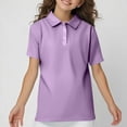 thumbnail image 2 of HAJWOH Kids Girls Polo Uniform Shirts School Purple Short Sleeve Top Casual Button Down Uniform Shirts 2025 Summer New with Collar Polo Shirts Comfy Clothing Light Purple 7-8 Years, 2 of 6