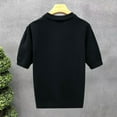 thumbnail image 4 of MIXUE Shirts For Men Summer Knitted Solid Color Lapel Short Sleeve Loose Pullover Tops T Shirts Sportswear,Black,XXXL, 4 of 4