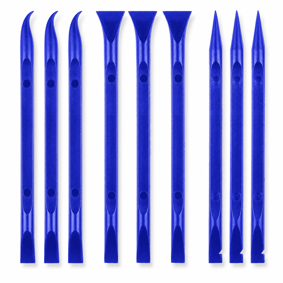 Plastic Scraper Tool 9-Pack Blue Pen-Shaped Scratch-Free Multipurpose Label Remover for Kitchen Crevices and Tight Spaces