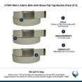 thumbnail image 3 of CTM  Fabric Belt with Brass Flip Top Buckle (Pack of 3) (Men), 3 of 3