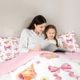 thumbnail image 4 of Manfei Cartoon Pink White Seashell Bow Daisy Heart Queen Comforter Set for Kids Girls, Marine Life Print Bedding Comforter Set, Pink Reversible 3-Piece, 1 Comforter and 2 Pillowcases, 4 of 6