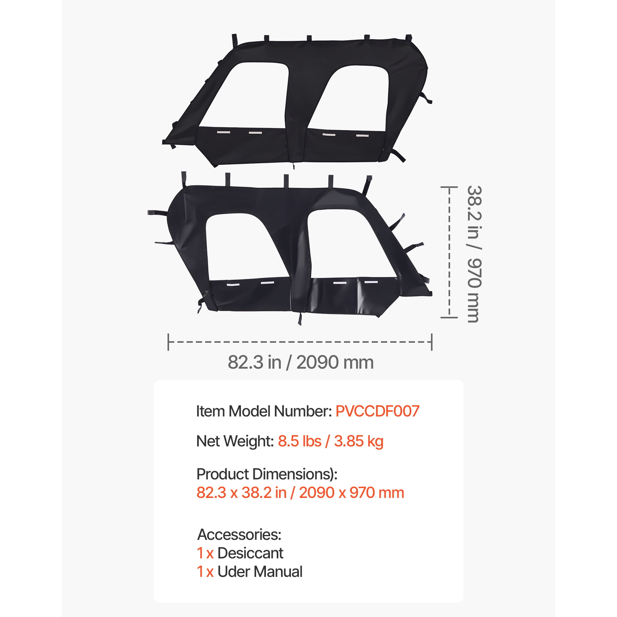 KFFKFF Cab Enclosure Upper Doors, Compatible with Kawasaki Teryx4 2012-2022, Soft Upper Doors, Windproof & Waterproof Zippered UTV Side Window Kit