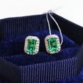 thumbnail image 3 of Emerald Cut Emerald and Moissanite Stud Earrings for Women – 14K Yellow Gold Plated Dainty Earrings – Elegant Wedding Gift – Bridesmaid Jewelry – Romantic Gift for Wife, 3 of 4