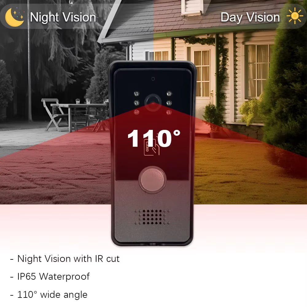 2 Wired Video Intercom System with 1080P Camera 7 Inch Touch Screen Monitor,WiFi Video Door Phone Kit,Motion Detect, 3 in 1 Remote Unlock,Tuya 32G
