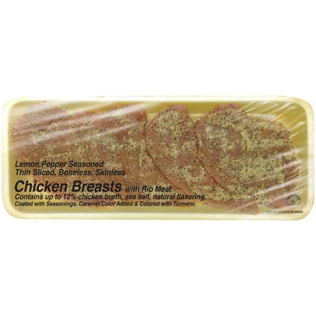 Lemon Pepper Seasoned Thin Sliced, Boneless, Skinless Chicken Breasts, 1.1 -1.7 lbs