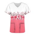 thumbnail image 4 of Vestido Casual Pantalones Cortos para Mujeres Moda Cuello en V Día de San Valentín Impresión de Manga Corta Enfermera de Bolsillo, 4 of 8