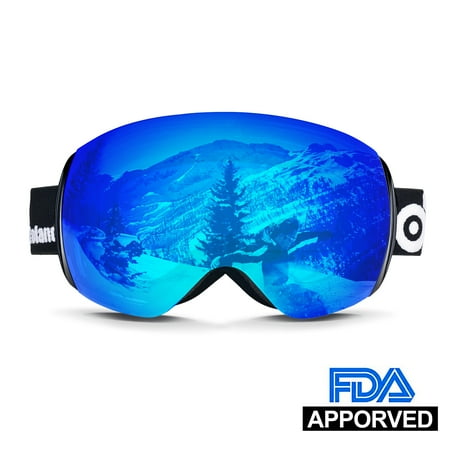 Spherical Series Goggles - Odoland Larger Spherical Frameless Ski goggles for Men Women S2 OTG Double Lens UV400 Protection Anti-Fogging