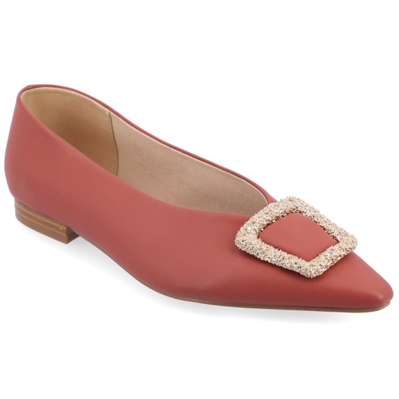Journee Womens Elowen Slip On Slim Squared Off Pointed Toe Flats