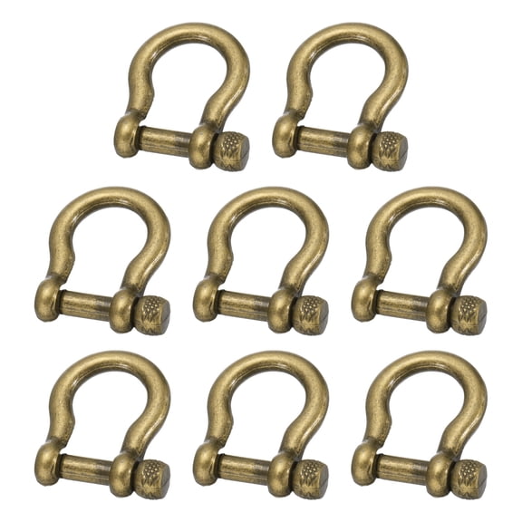 8Pcs Screw in Shackles, 10mm Zinc Alloy D-Ring Anchor Shackle,Bronze