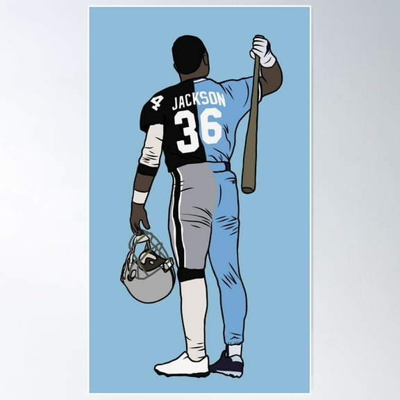 Bo Jackson Two Sport Athlete Poster Wall Art, Modern Wall Decor, 8x12 UNFRAMED