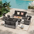 thumbnail image 4 of MEISSALIVVE Patio Furniture Set with Swivel Rocking Chairs, 8 Pieces Patio Conversation Set, Outdoor Wicker Sofa Couch with Waterproof Cushions for Lawn Backyard Porch (Red), 4 of 8